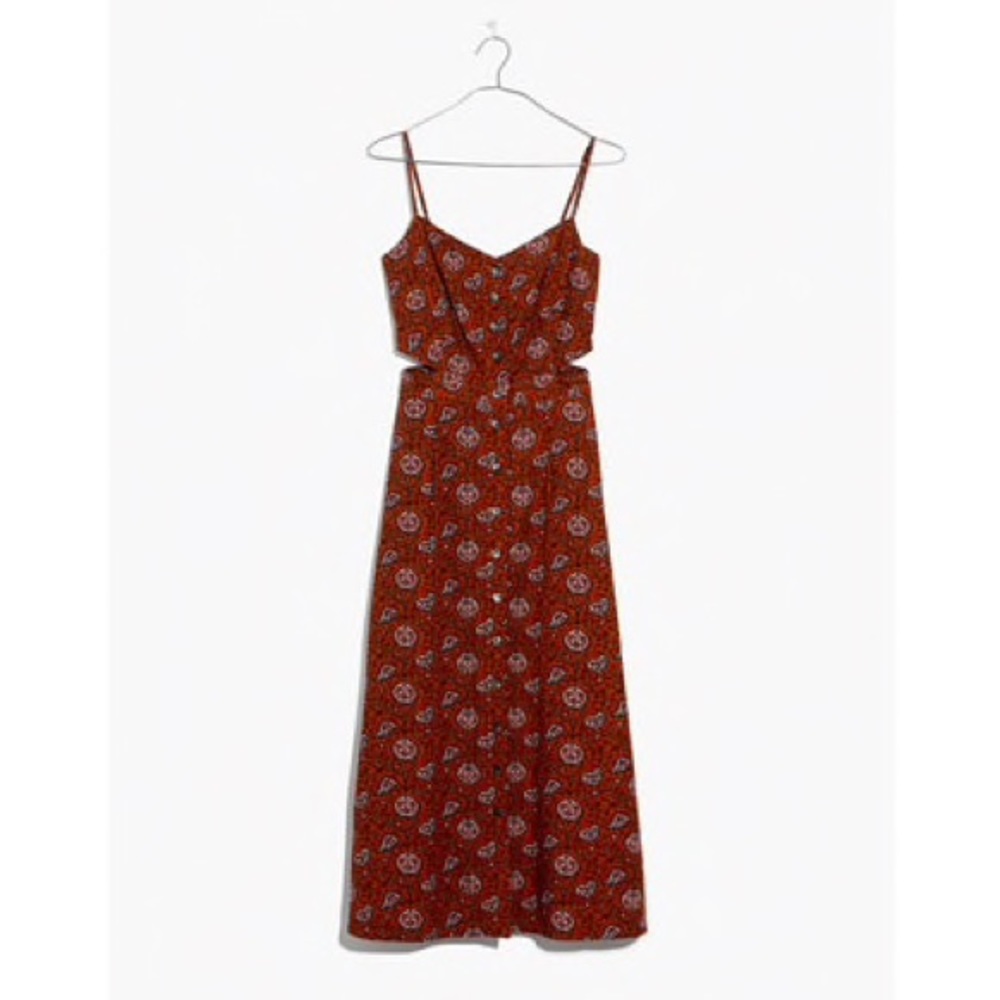 Madewell cutout cami midi dress in warm paisley